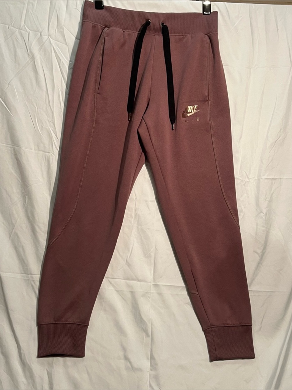 Women's Nike Air Joggers Mauve Metallic Gold Phantom Tapered Pants - Size S